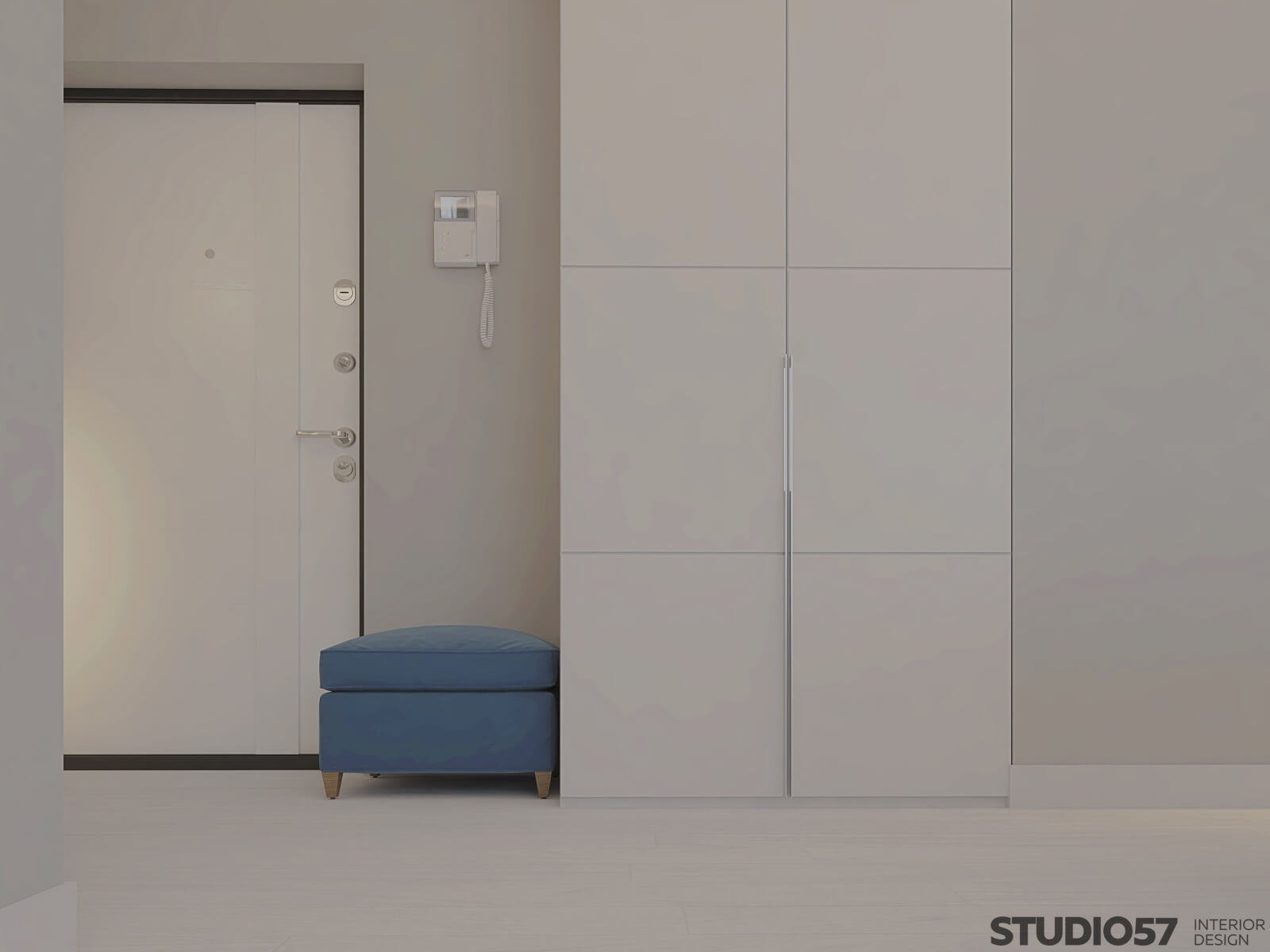 The interior of the hallway in the style of minimalism