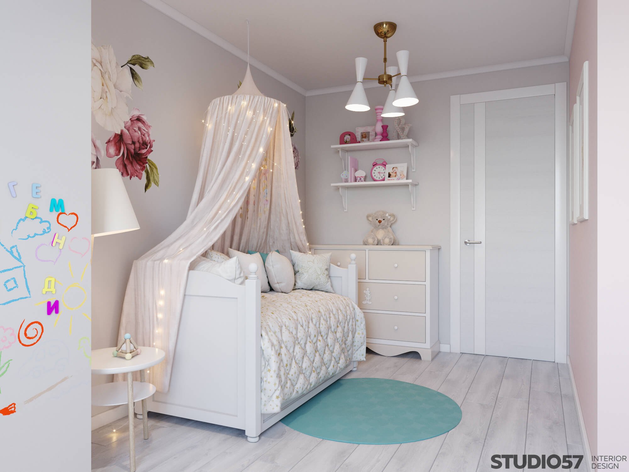 Delicate shades in the design of the children's room