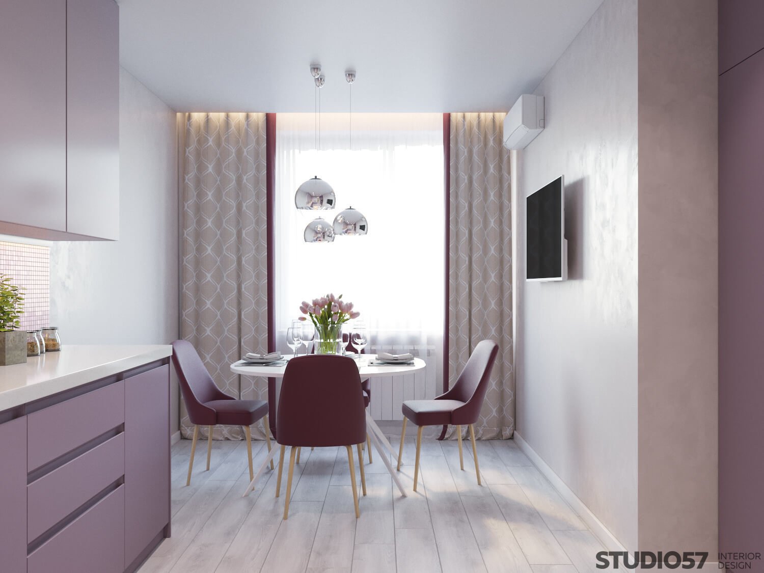 Dining area in pink