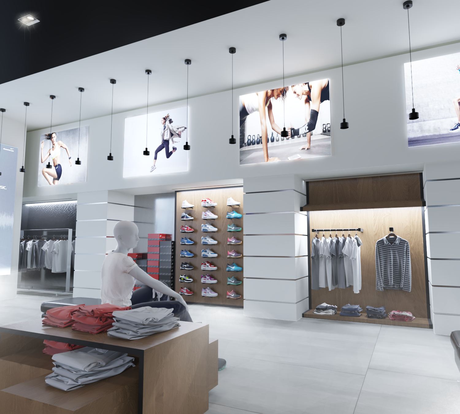 Design of the layout of shoes and clothes in the store