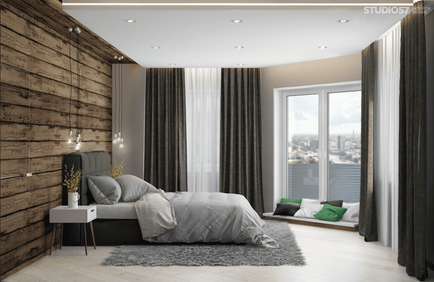 Bedroom interior in eco-style
