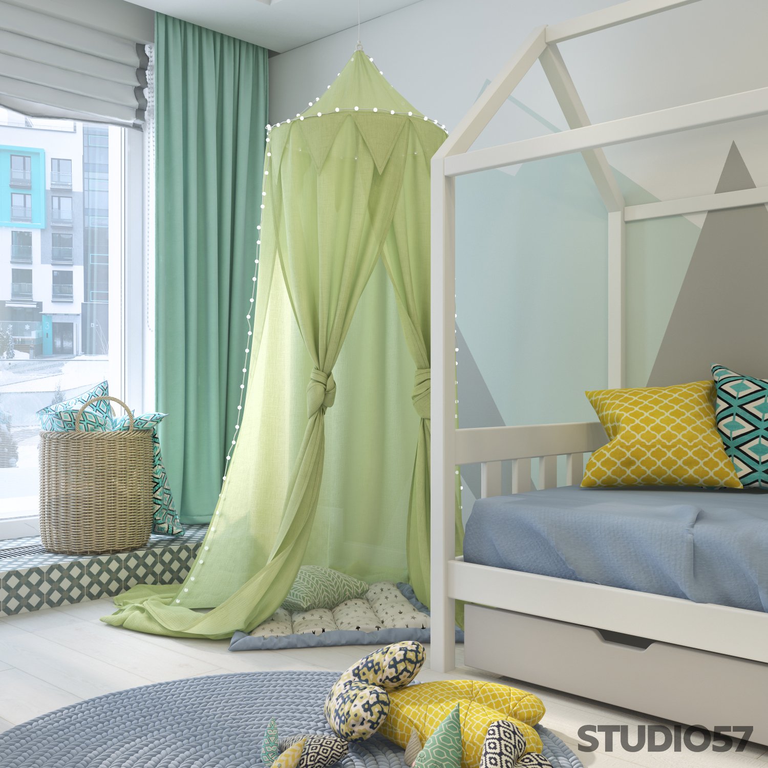 Design of a bed in a nursery photo