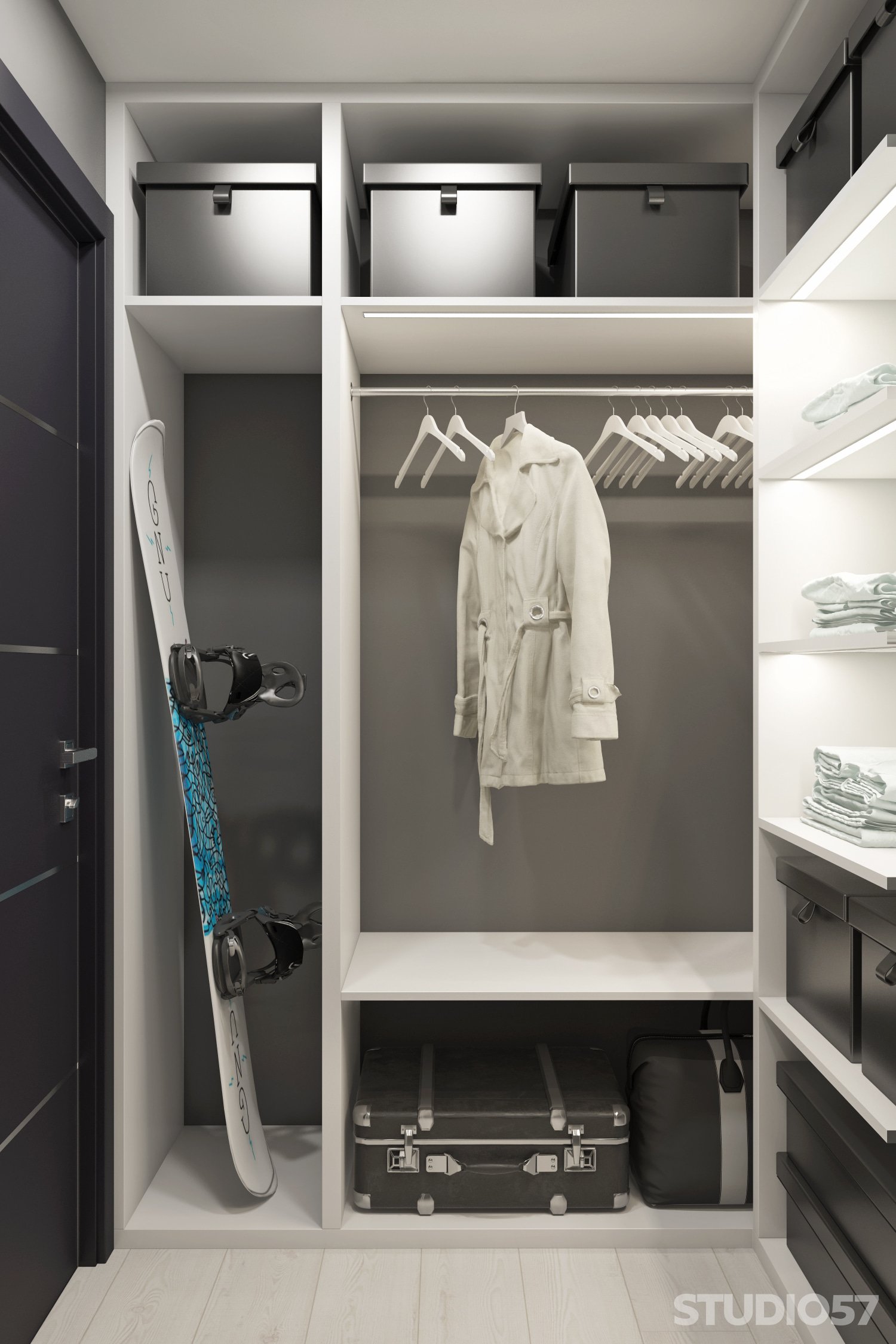 Design of a dressing room in gray color photo