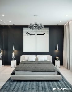 Визуализация спальни в стиле минимализм