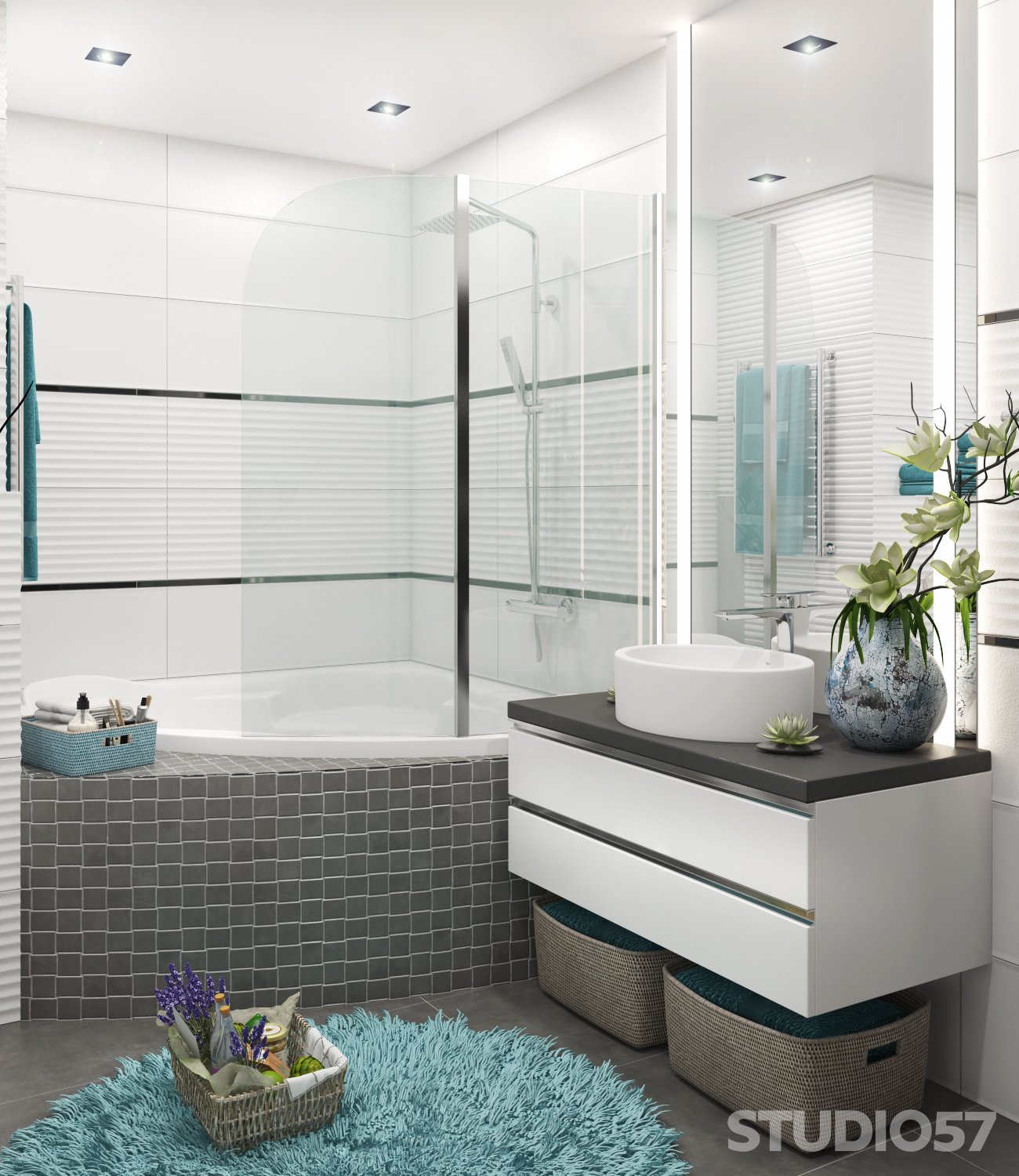 Интерьер ванной в стиле хай-тек изображение Interior of the bathroom in the style of high-tech image
