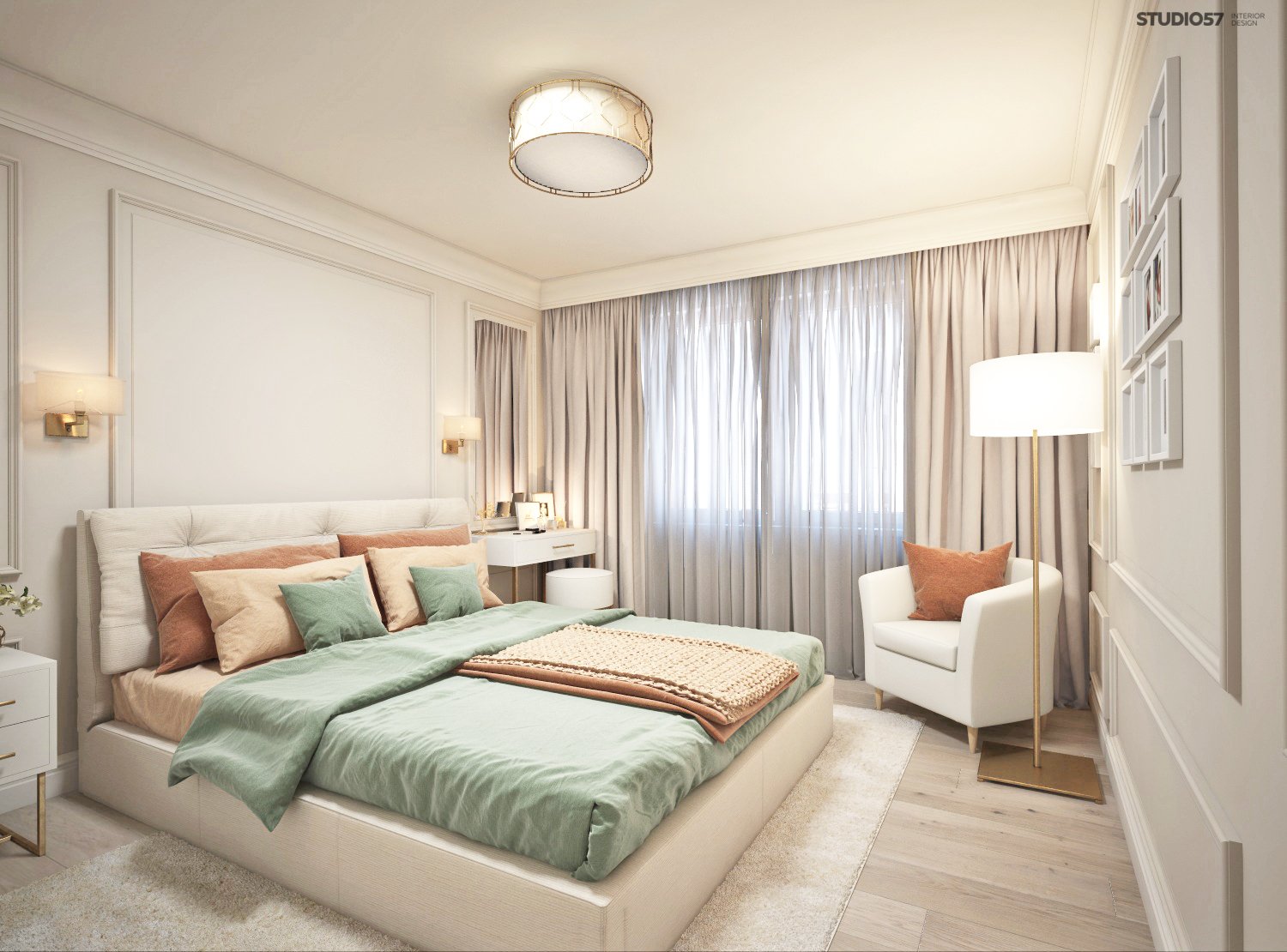 Interior of a modern bedroom photo