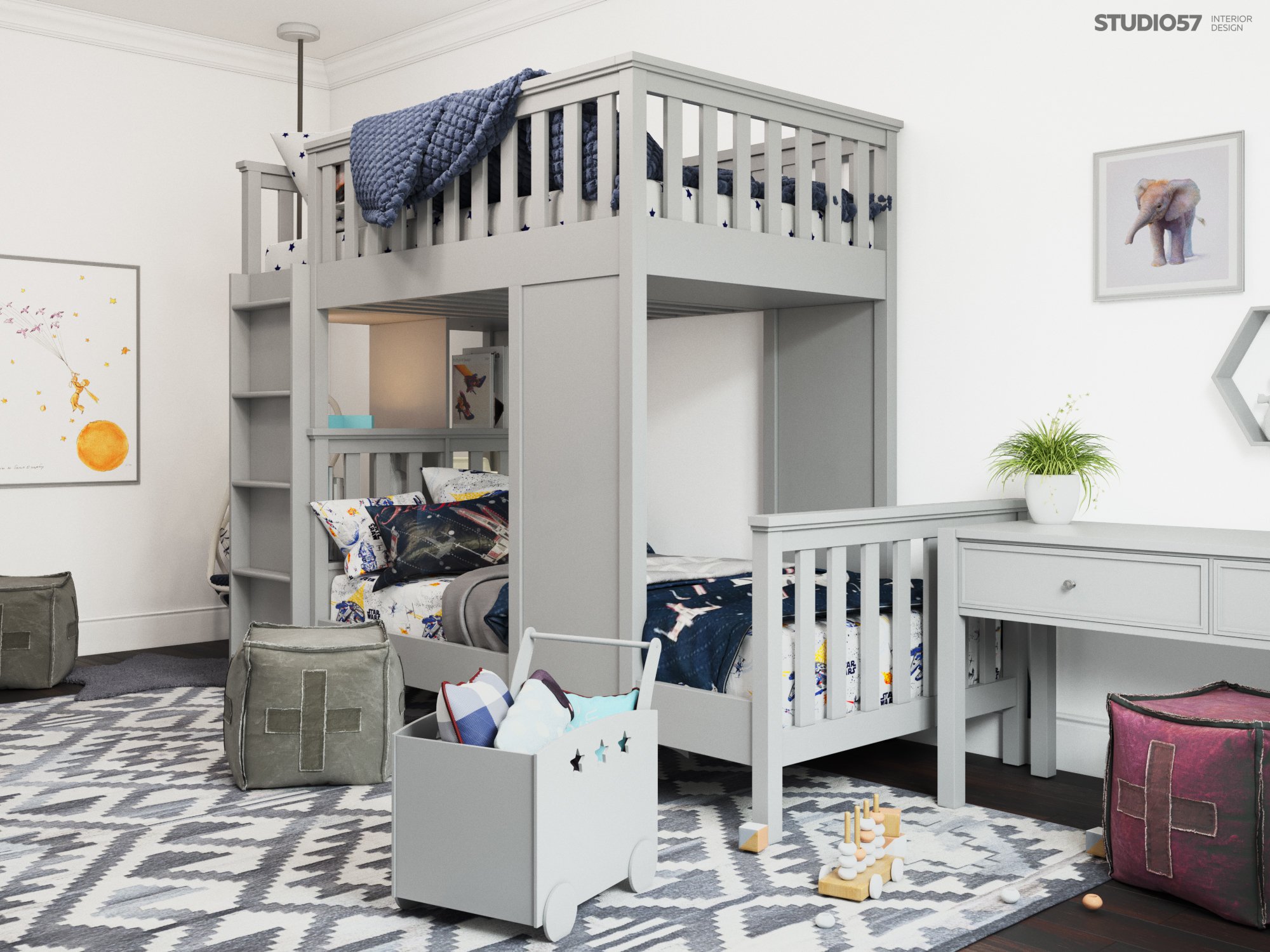 Bunk bed in a children's room photo