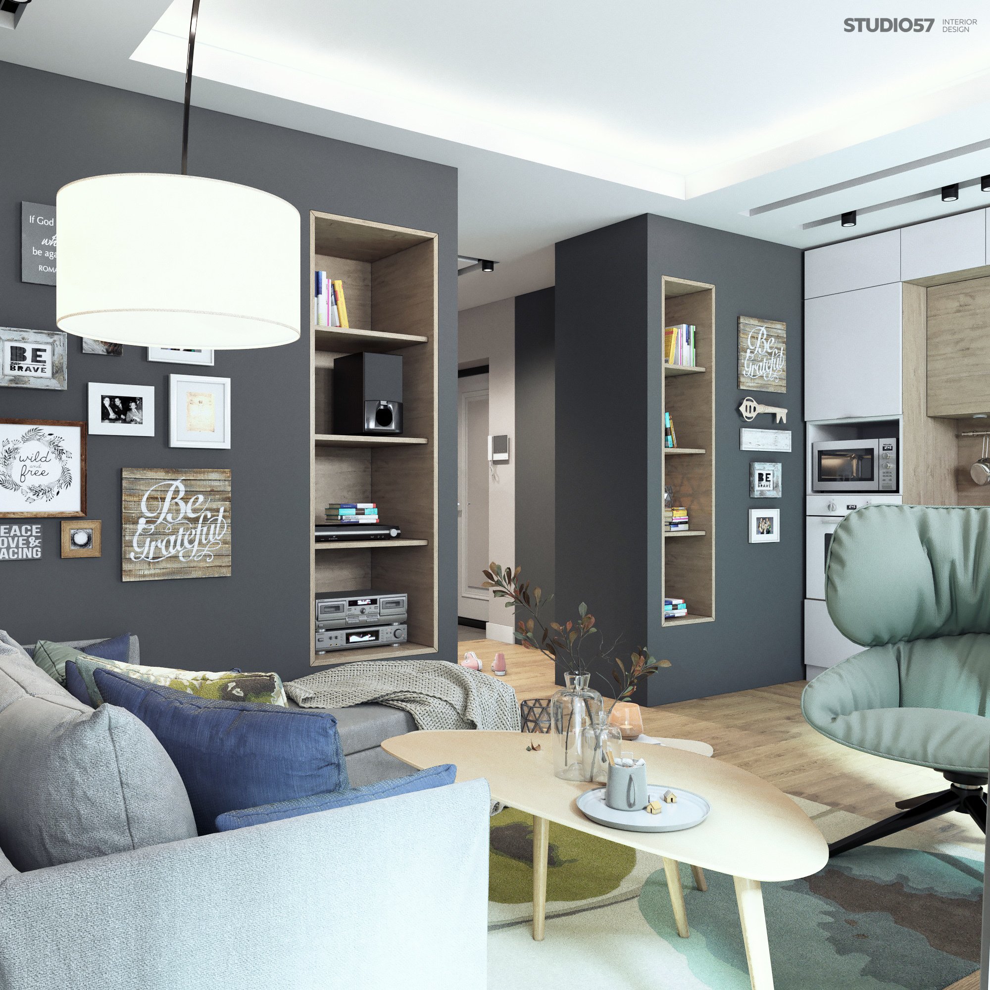 Design of the living room in the style of Contemporary photo