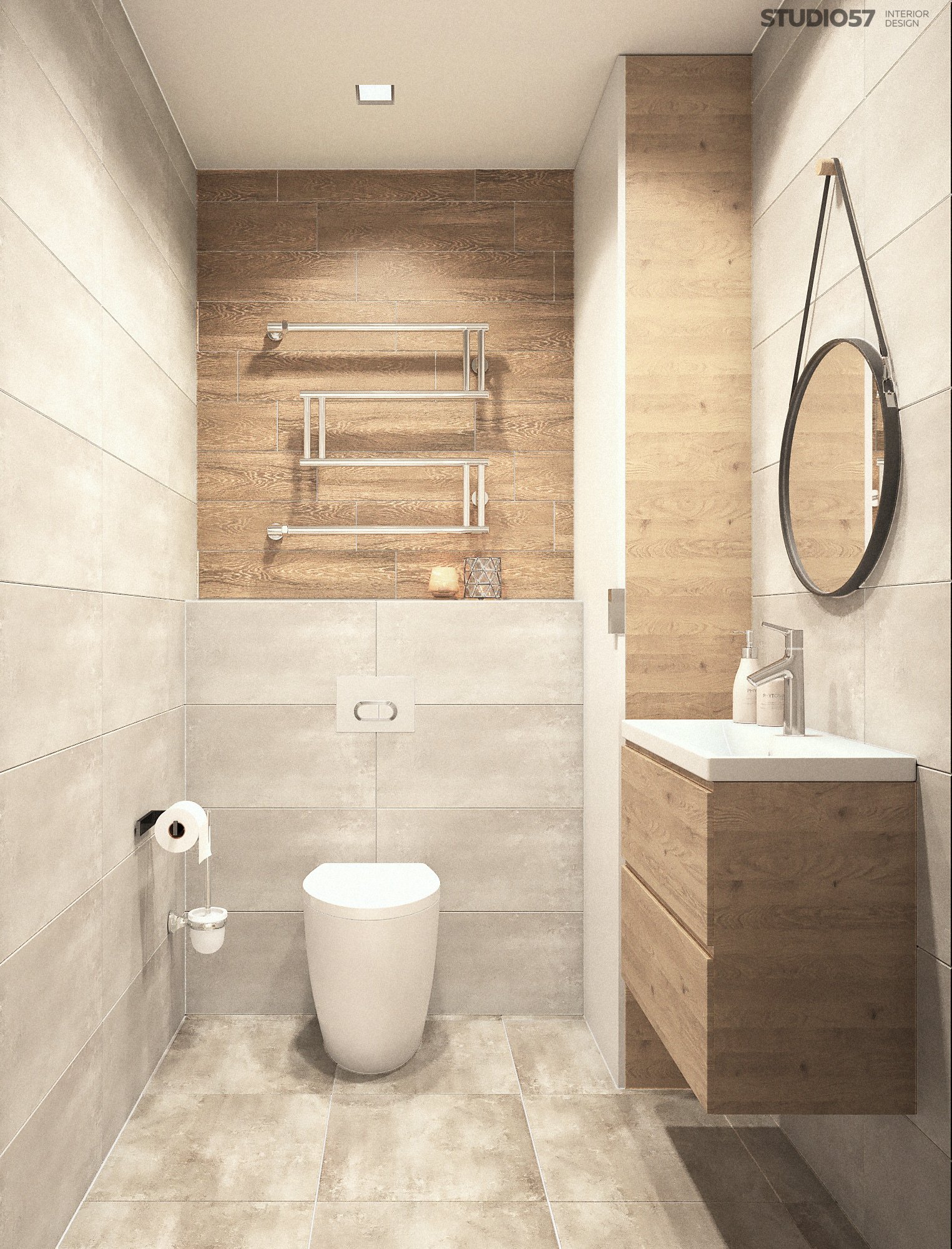 Design of a bathroom "tree finishing" picture