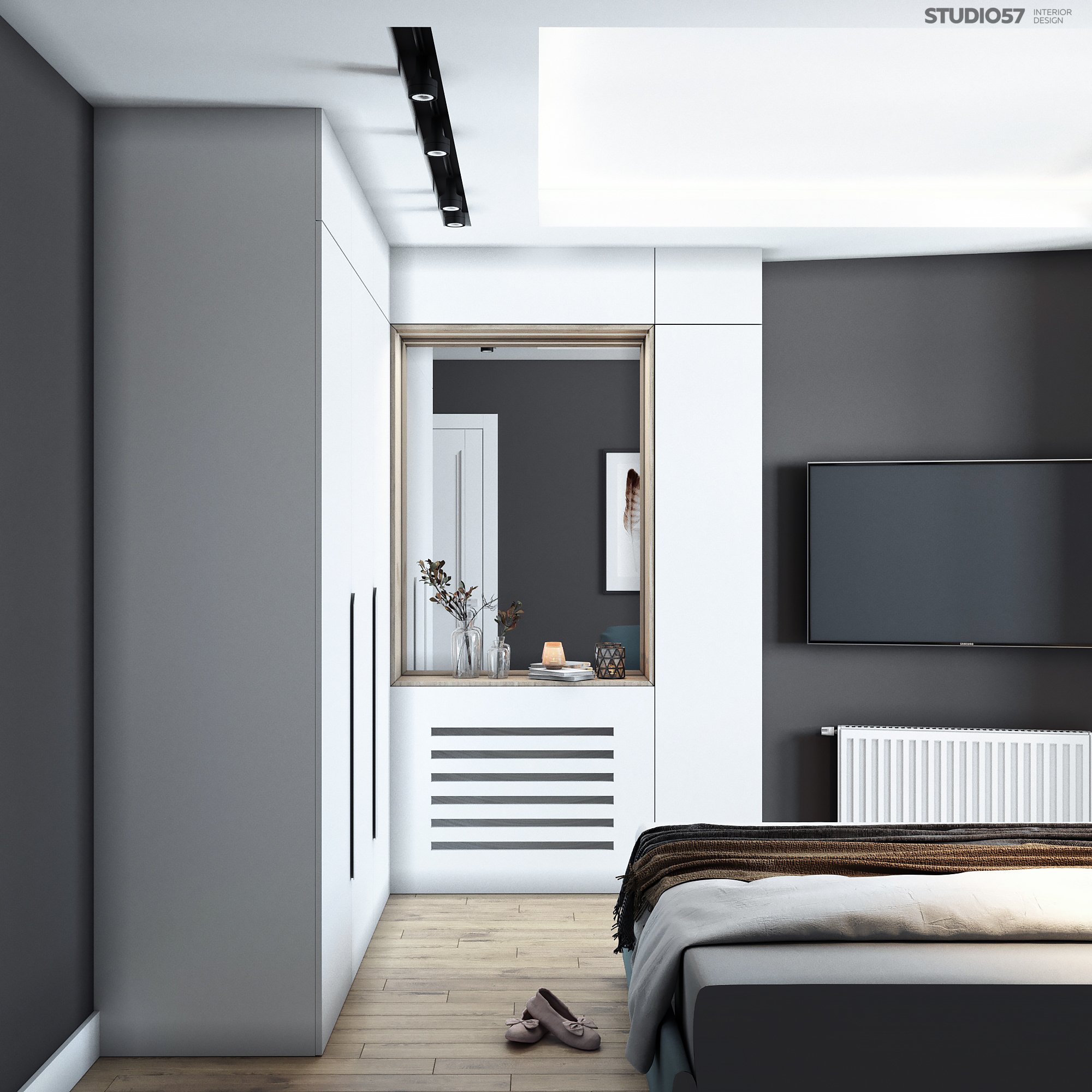 Bedroom in gray colors picture