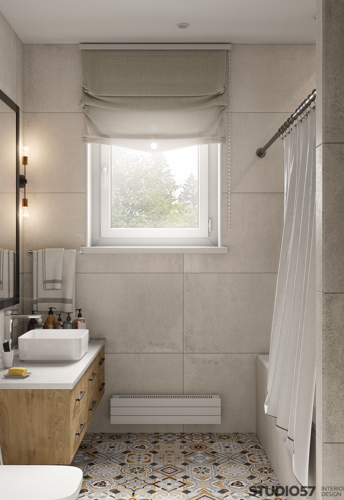 Interior of a light bathroom in Contemporary style photo