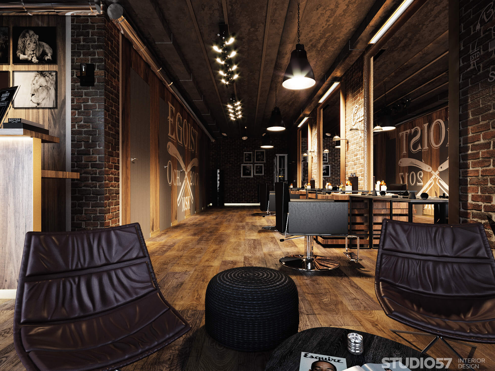 Beautiful interior of the barbershop