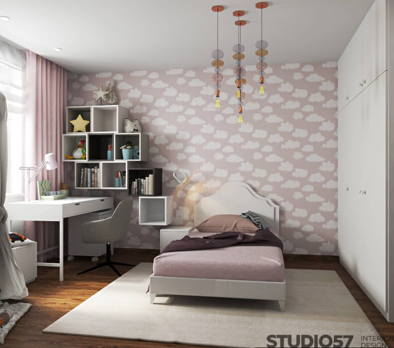 Spacious children's room for girls